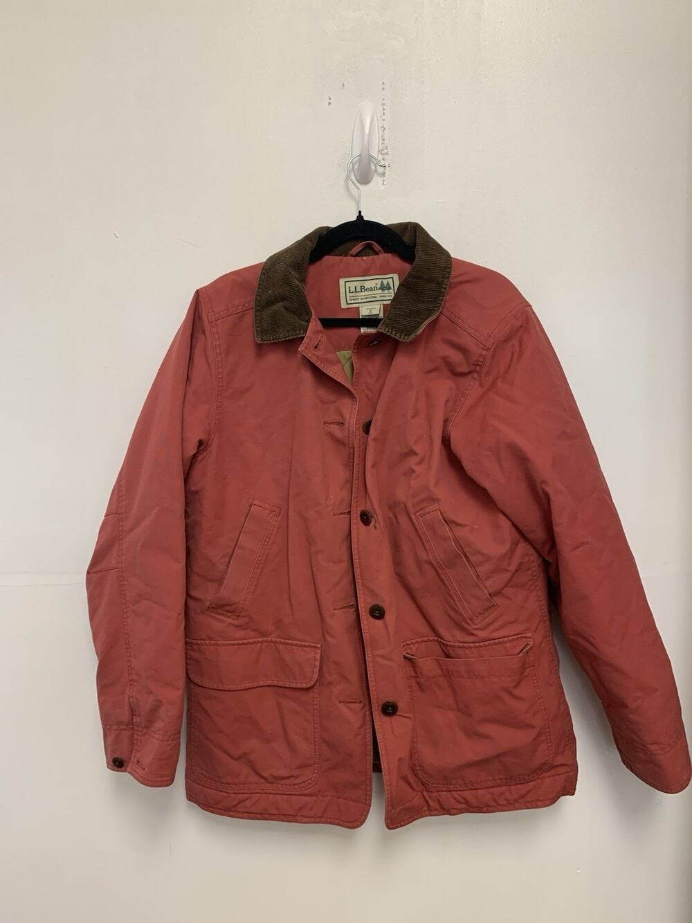 LL Bean Womens's Barn Coat Lined Canvas with Corduroy, faded, size M